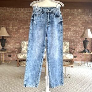 Gilipur Jeans Blue Stone Acid Wash Slim Wide Leg Straight NWT S Retro Y2K